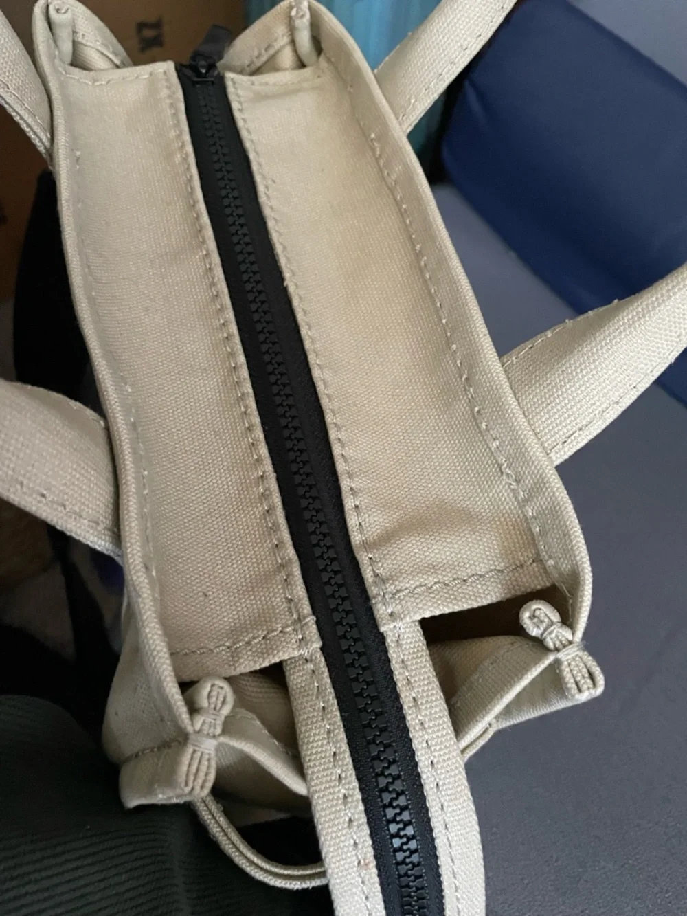 Marc Jacobs Mini Canvas Tote in Beige with White Logo - Picture 3 of 5